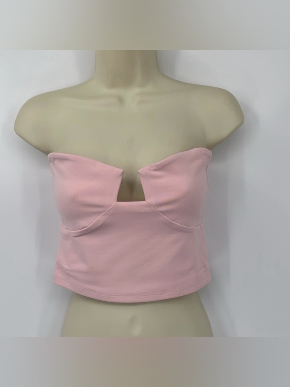 Susana Monaco angled wire strapless tube top shirt jersey knit pink crop new M